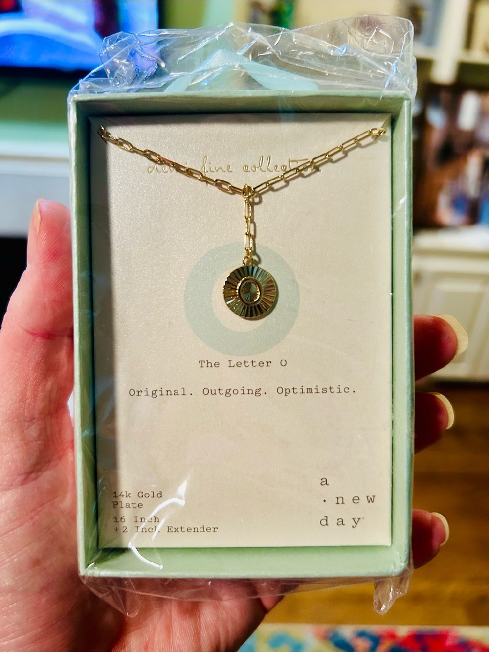 a new day Gold Sunburst Letter O Pendant Necklace